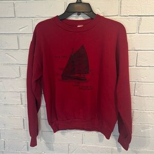 Vintage 80s Russell Athletic Friday Harbor Red Sailboat Sweatshirt M